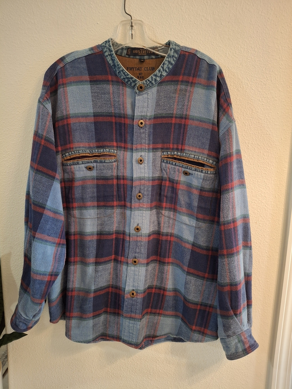 Vintage Women's Blue Plaid 90s Button-Down Shirt 100% cotton